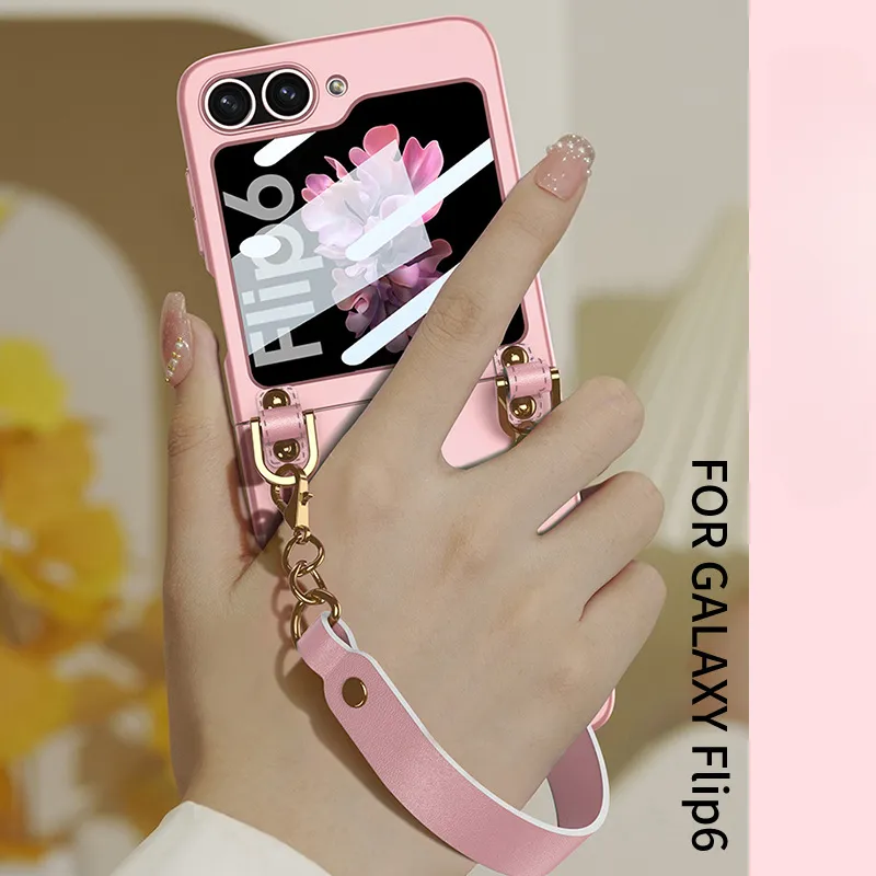 Wrist Strap Chain Plastic Hard Phone Case For Samsung Galaxy Z Flip 6