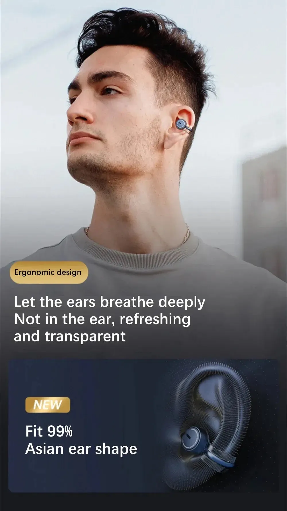 Xiaomi Bluetooth Headset 5.3 Headphones 360° ACS Sound Sports Earbuds with Microphone Ear Clip TWS Bone Conduction Headphones