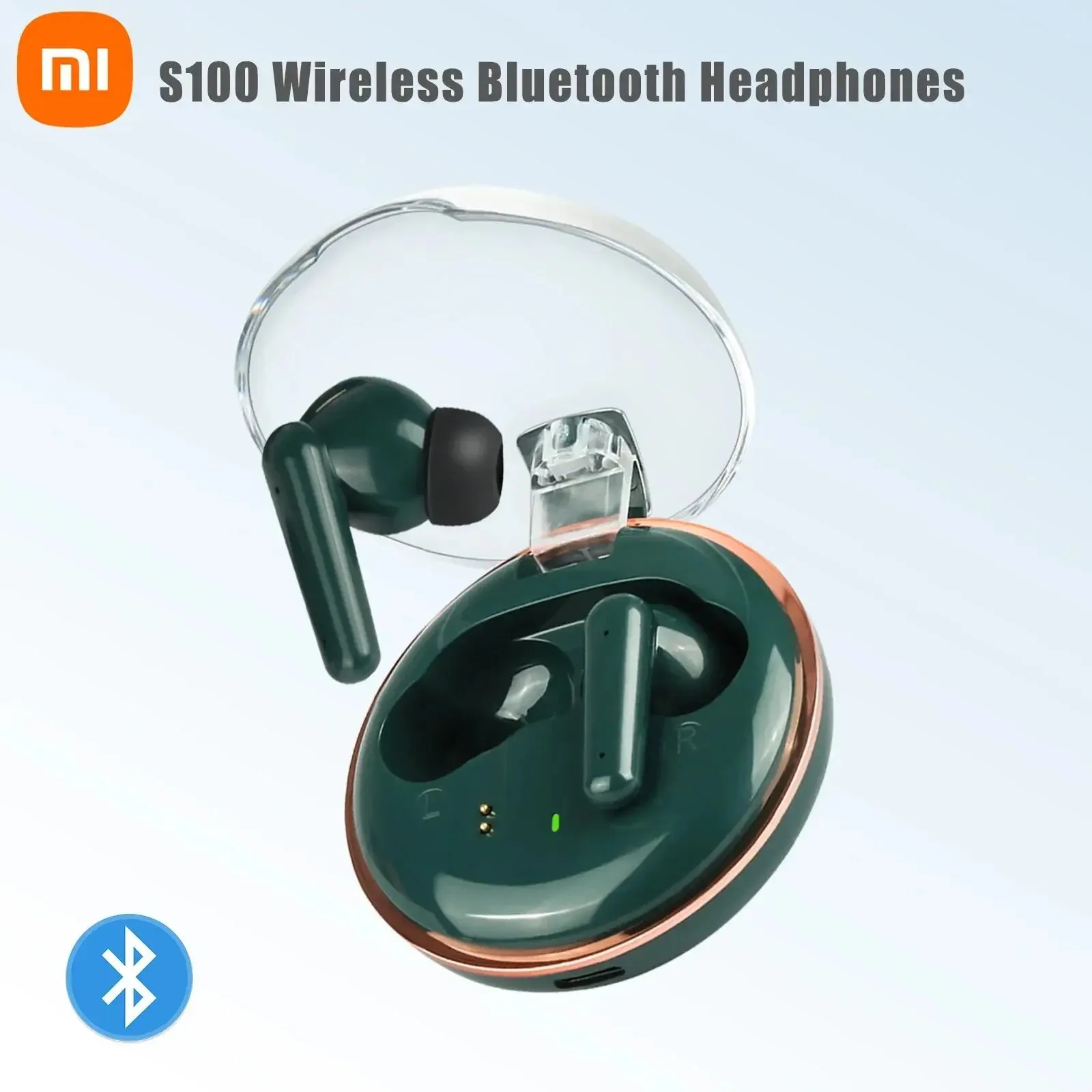 Xiaomi S100 Headphones Wireless Bluetooth HiFI Stereo Waterproof Noise Canceling Headphones with Transparent Charging Case