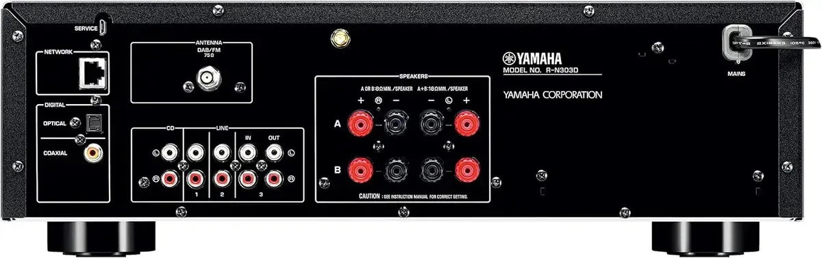 YAMAHA RN303D Silver MusicCast Stereo Receiver with Wi-Fi, Bluetooth (Manufacturer Refurbished)