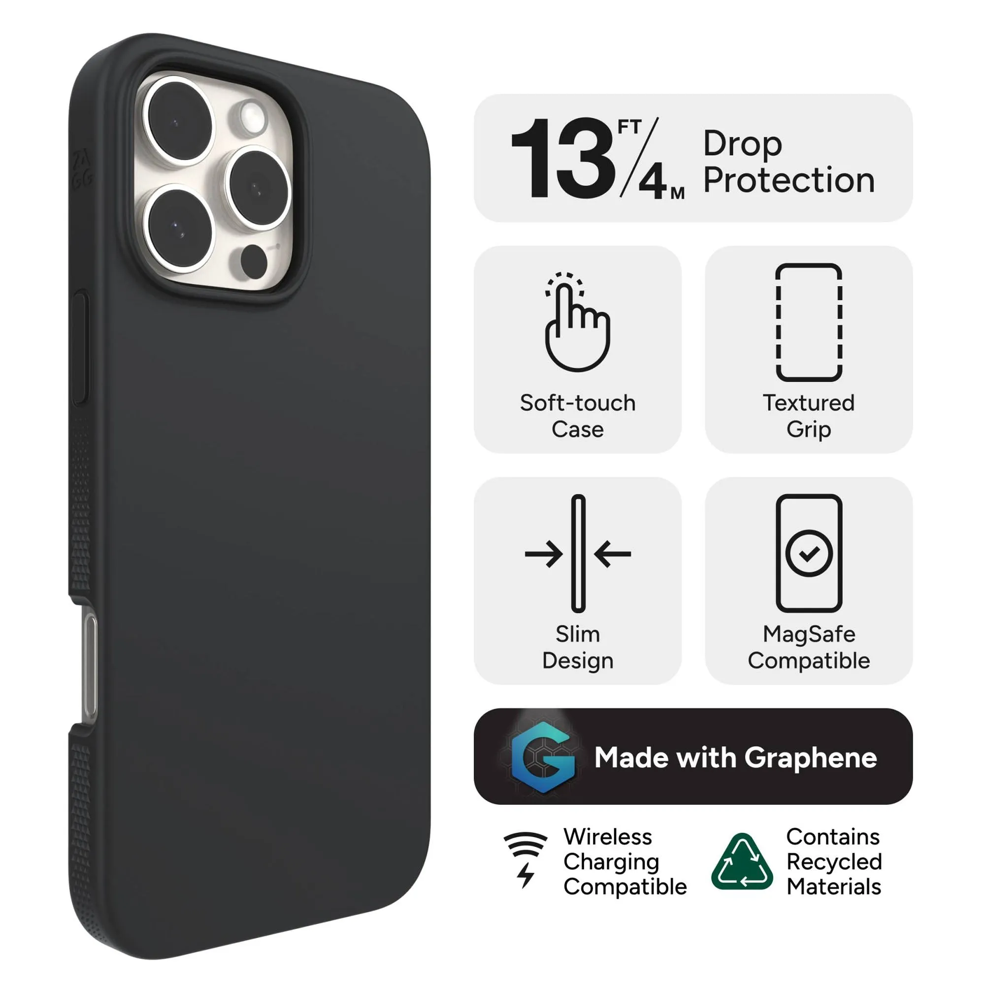 ZAGG Manhattan Snap Case for iPhone 16 Series - With Soft-touch Silicone and Magsafe Compatible