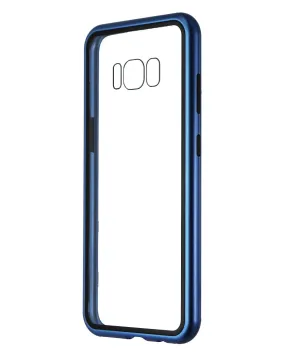 Zore Metal and Glass Hybrid Case for Samsung Galaxy S8 - Blue/Clear